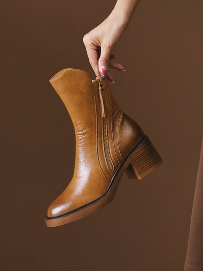 BARBARA BLOCK HEEL ANKLE BOOTS
